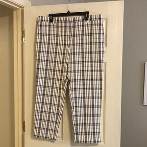Ann Taylor Black and White Plaid Ankle Pants, 14
